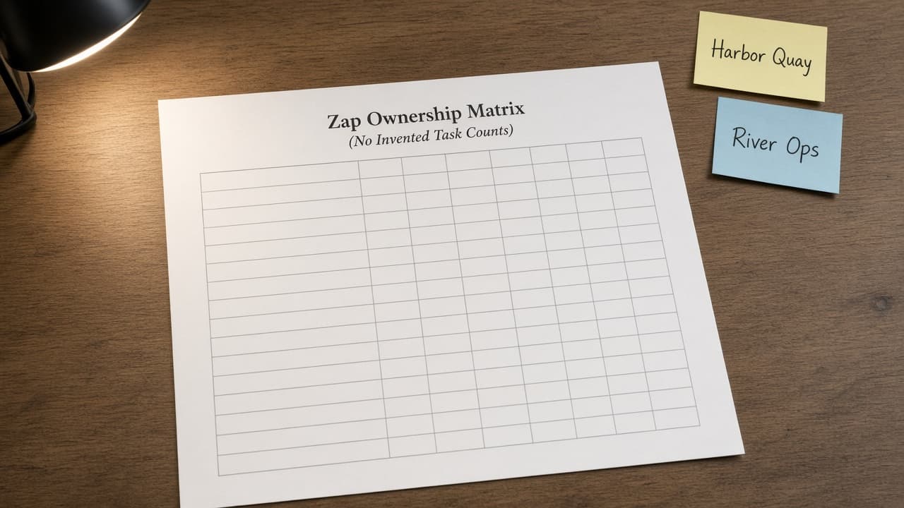 Zapier Zap Ownership Matrix (No Invented Task Counts)