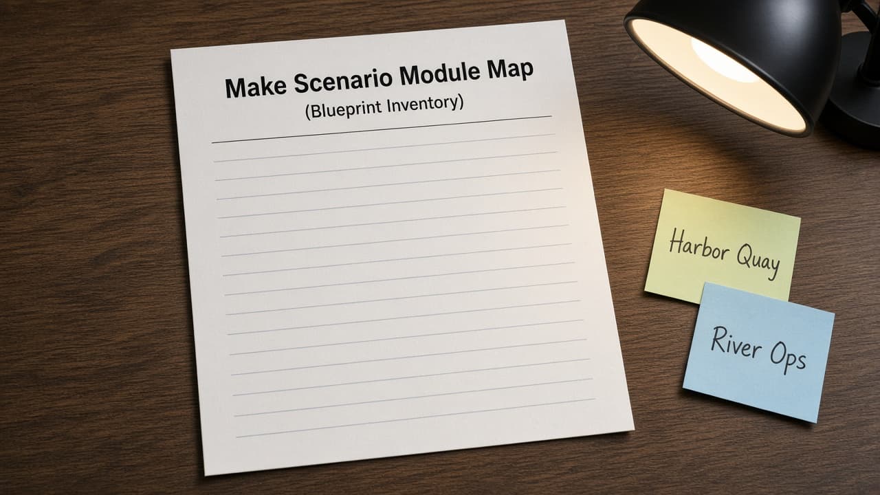 Make Scenario Module Map from Blueprint Inventory (No Invented Run Counts)