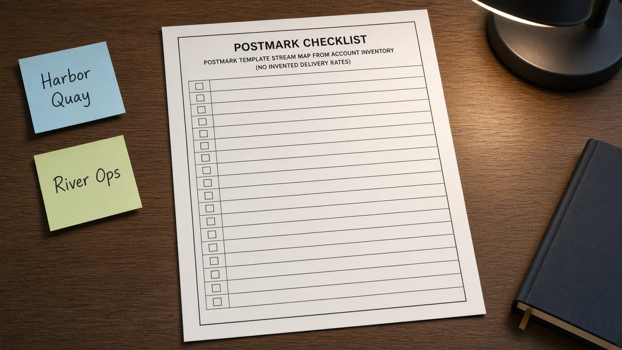 Postmark Template Stream Map from Account Inventory (No Invented Delivery Rates)