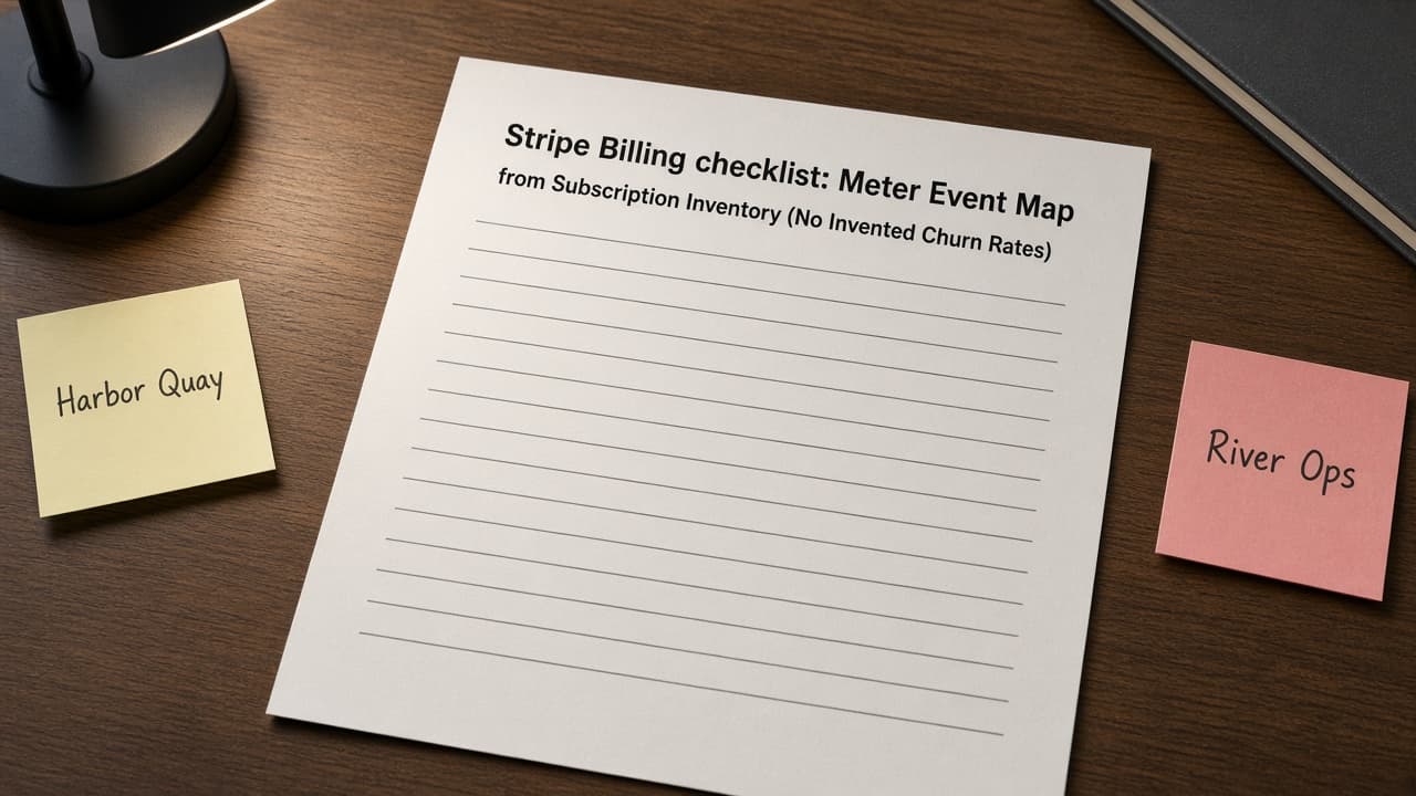 Stripe Billing Meter Event Map from Subscription Inventory (No Invented Churn Rates)