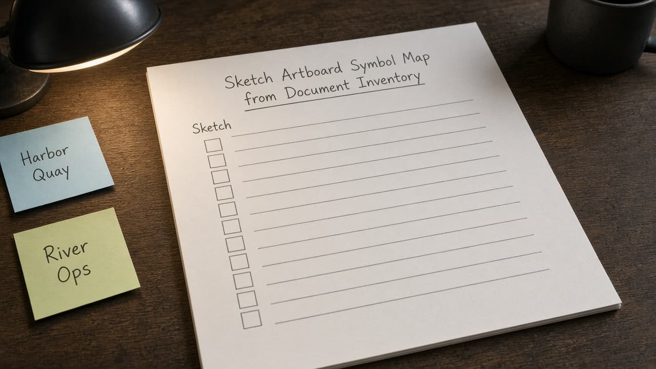 Sketch Artboard Symbol Map from Document Inventory (No Invented Usage Stats)
