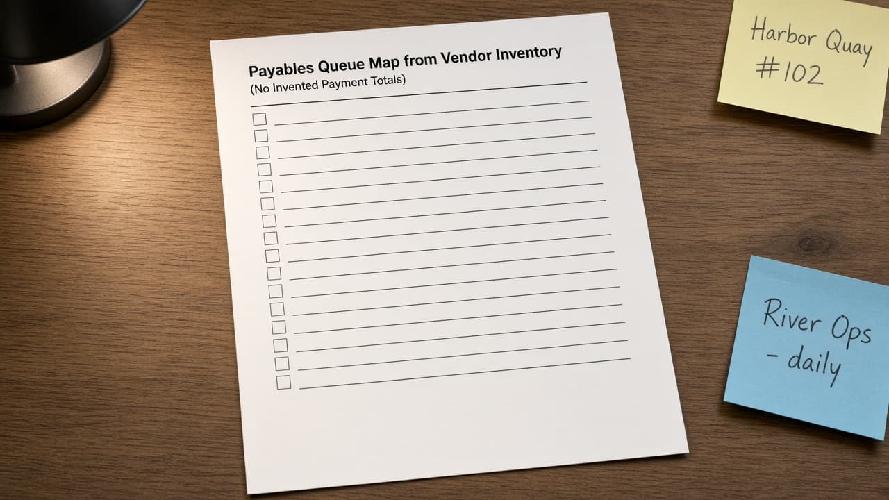 Bill.com Payables Queue Map from Vendor Inventory (No Invented Payment Totals)