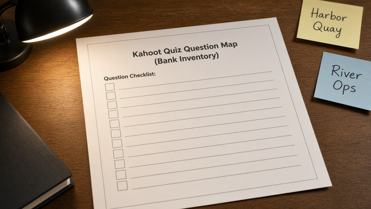 Kahoot Quiz Question Map from Bank Inventory (No Invented Accuracy Percents)