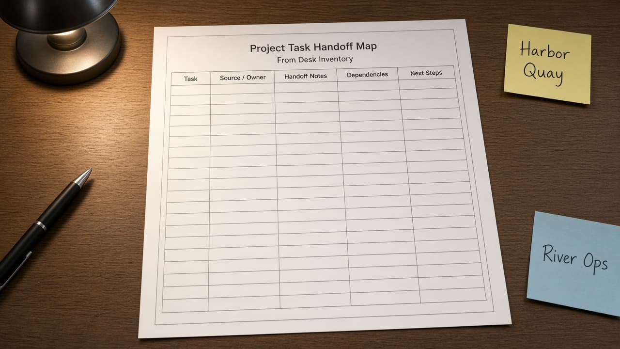 Todoist Project Task Handoff Map from Desk Inventory (No Invented Completion Rates)