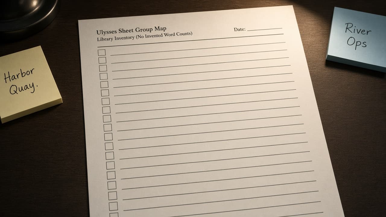 Ulysses Sheet Group Map from Library Inventory (No Invented Word Counts)