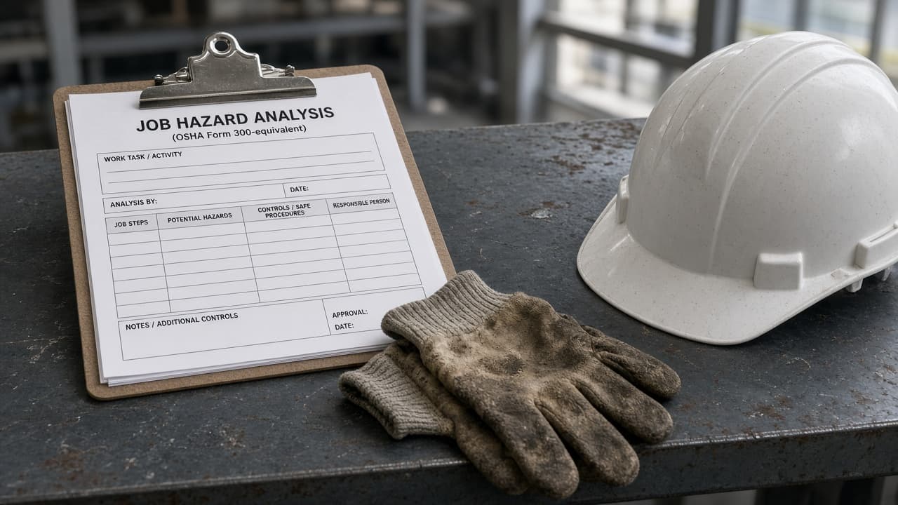 OSHA Job-Hazard Analysis Worksheet from Site Inventory (No Invented Injury Rates)