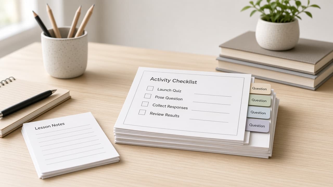 Socrative Quiz Activity Checklist from Lesson Notes (No Invented Engagement Percents)