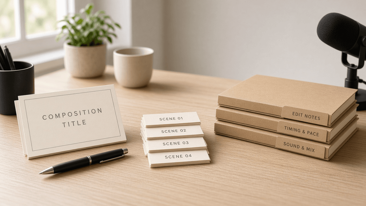 Descript Composition Scene Marker Checklist from Edit Notes (No Invented Minute Counts)