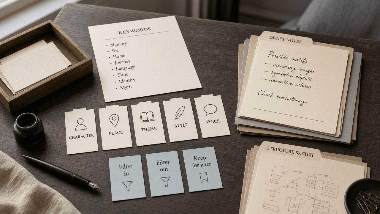 Ulysses Keyword Sheet Filter Checklist from Draft Notes (No Invented Word Counts)
