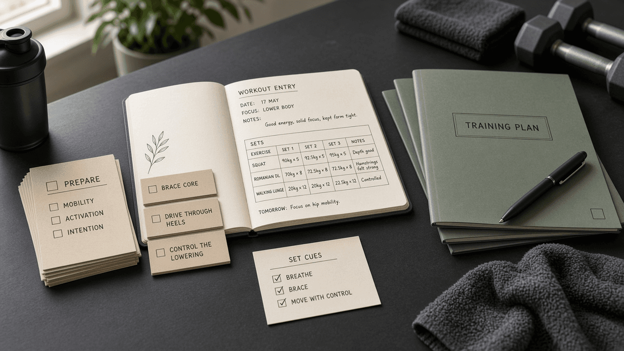 Strong Workout Diary Entry Checklist from Gym Notes (No Invented Calorie Totals)