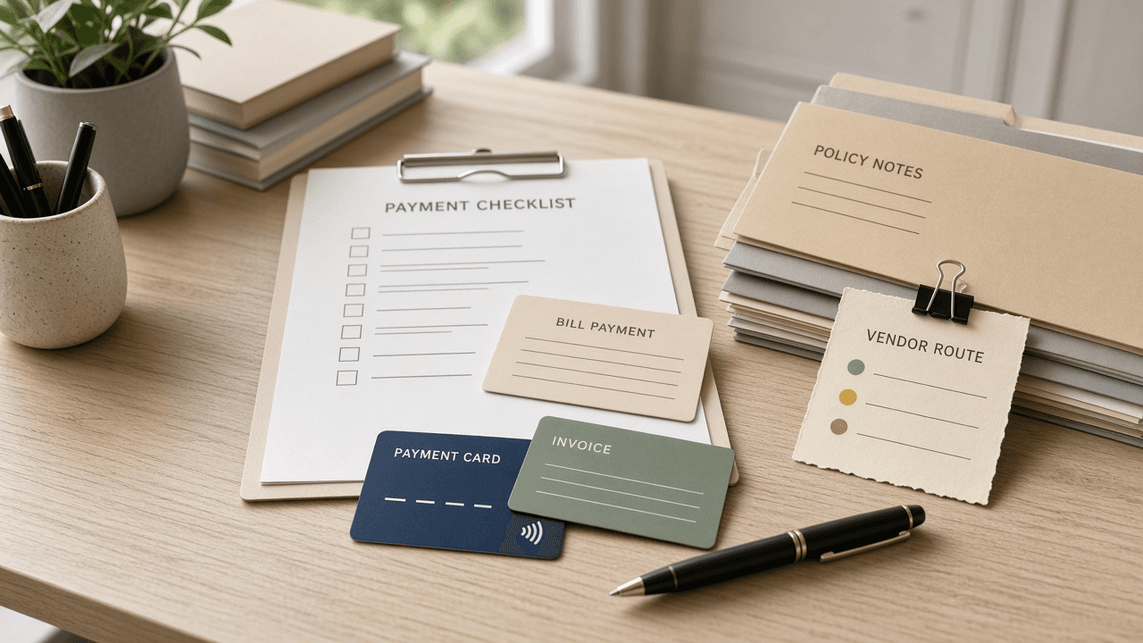 Melio Bill Payment Vendor Route Checklist from Policy Notes (No Invented Reimbursement Totals)
