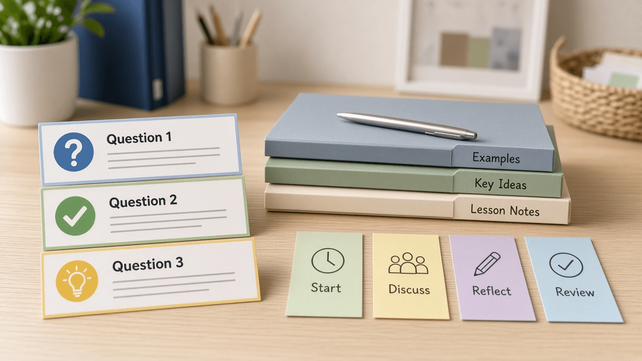 Kahoot Quiz Question Slide Activity Row Checklist from Lesson Notes (No Invented Accuracy Percents)