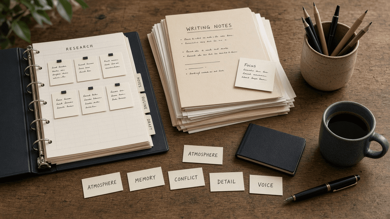 Scrivener Section Binder Research Checklist from Writing Notes (No Invented Word Counts)