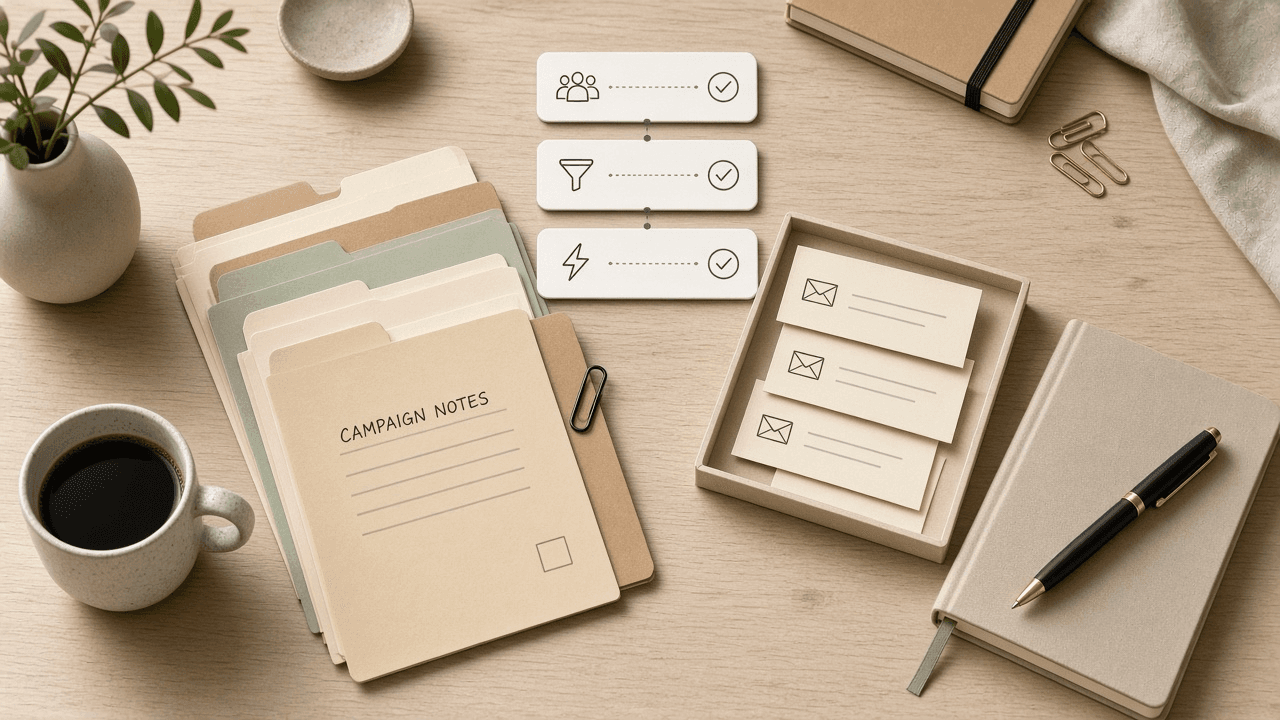 Customer.io Flow Segment Trigger Checklist from Campaign Notes (No Invented Open Rates)