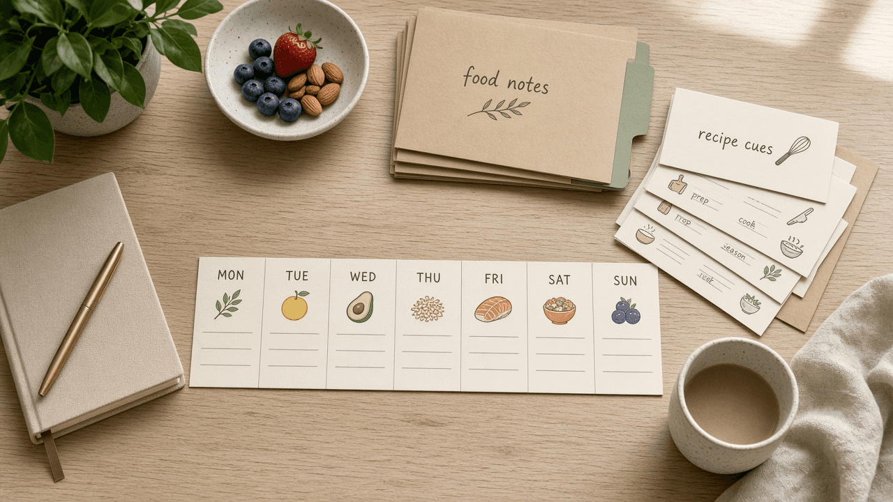 MyFitnessPal Week Plan Meal Block Checklist from Food Notes (No Invented Calorie Totals)