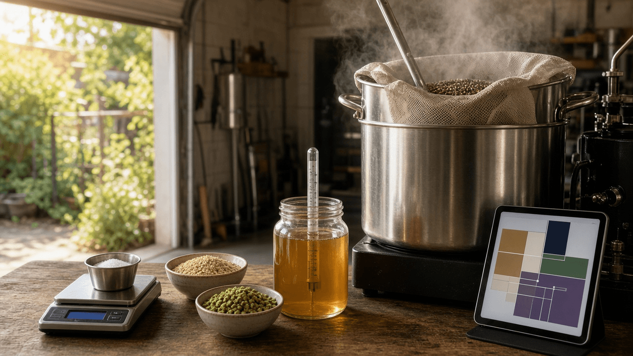 Brewfather Recipe Build Sheet for a BJCP Style Homebrew: Grain Bill, Water Additions, Mash Steps, and Fermentation Profile