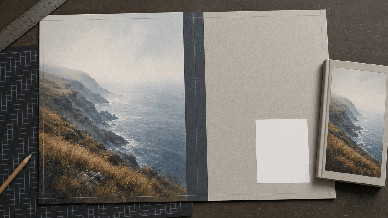 KDP Paperback Full Wrap Cover Spec Writer: Spine Width from Page Count and Paper, Bleed and Full Canvas Size, Panel Guides, Spine Text Rules, Barcode Box, Art Resolution Check, and a PDF Export Checklist
