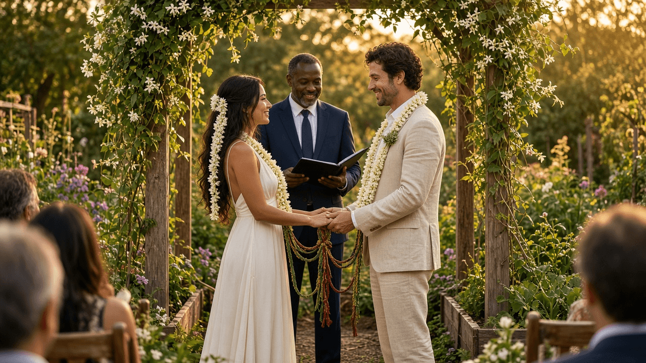 Wedding Officiant Ceremony Script Writer for Nonreligious and Interfaith Weddings: Run of Show With Timings, Couple Story, Reading Cues, Vow Formats, Declaration of Intent and Pronouncement, License Signing Steps, and Stage Directions