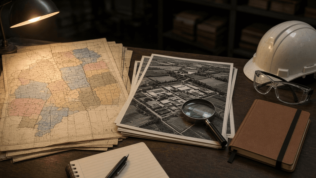 Phase I ESA Records Review Summarizer: ASTM E1527-21 Database Hits, Historical Sources by Decade, Adjoining Property Findings, RECs vs CRECs vs HRECs, and Data Gaps