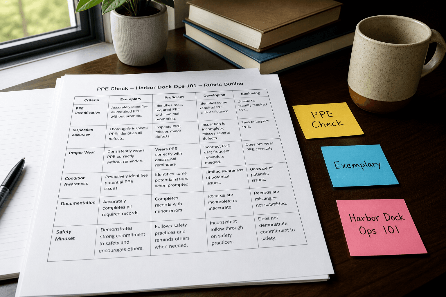 Brightspace Rubric Outline from Outcome Inventory (No Invented Scores)