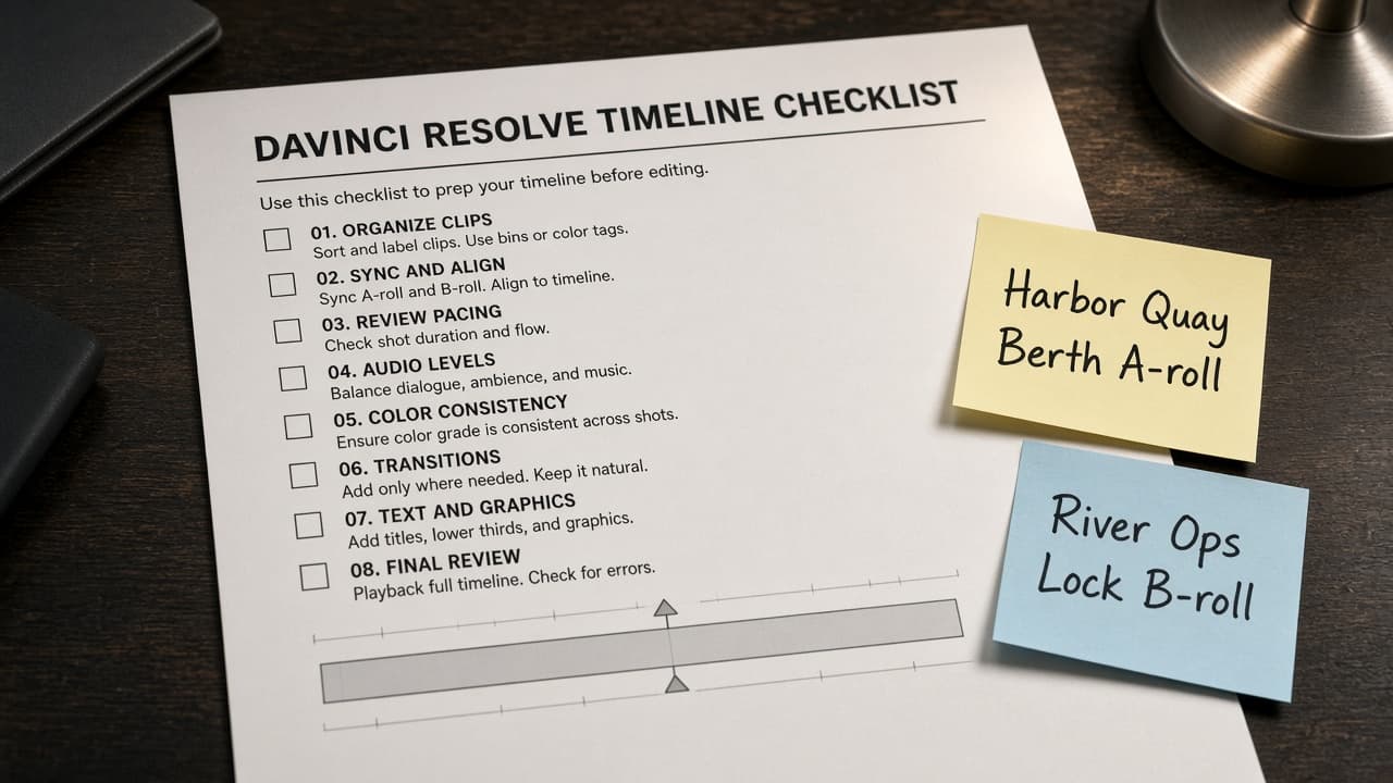 DaVinci Resolve Timeline Checklist from Project Inventory (No Invented Frame Counts)