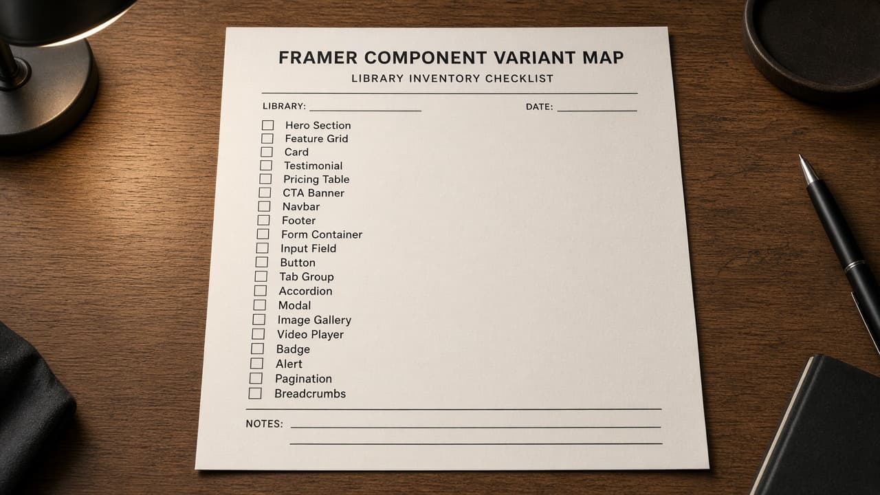 Framer Component Variant Map from Library Inventory (No Invented Hex Colors)