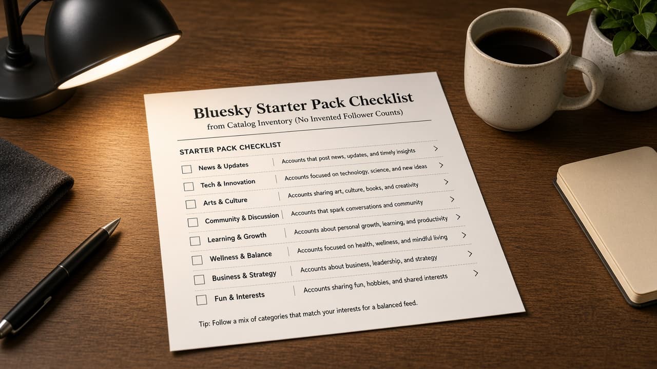 Bluesky Starter Pack Checklist from Catalog Inventory (No Invented Follower Counts)
