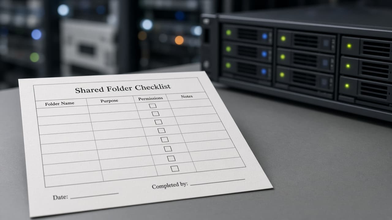 Synology Shared Folder Checklist from DSM Inventory (No Invented Capacity Bytes)