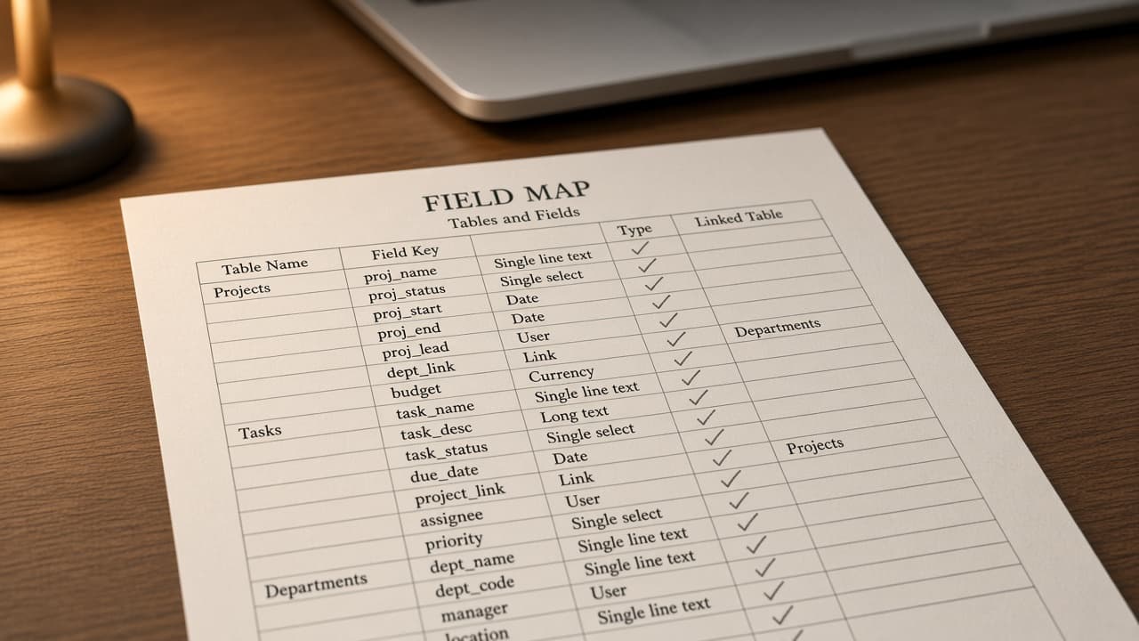 Airtable Field Map from Base Inventory (No Invented Record Counts) with example still