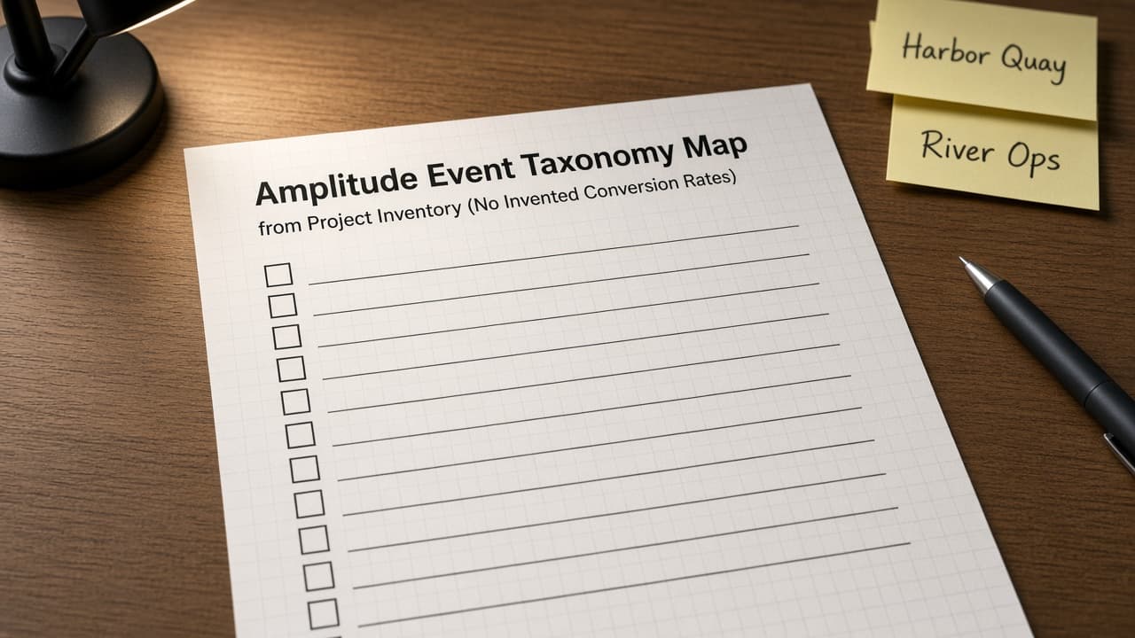 Amplitude Event Taxonomy Map from Project Inventory (No Invented Conversion Rates)