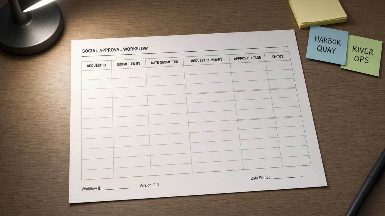 Hootsuite Approval Workflow Sheet from Queue Inventory (No Invented Engagement Rates)