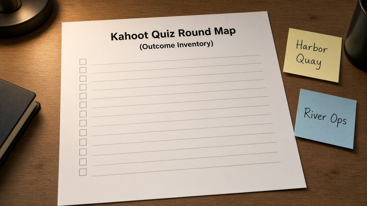 Kahoot Quiz Round Map from Outcome Inventory (No Invented Accuracy Percents)