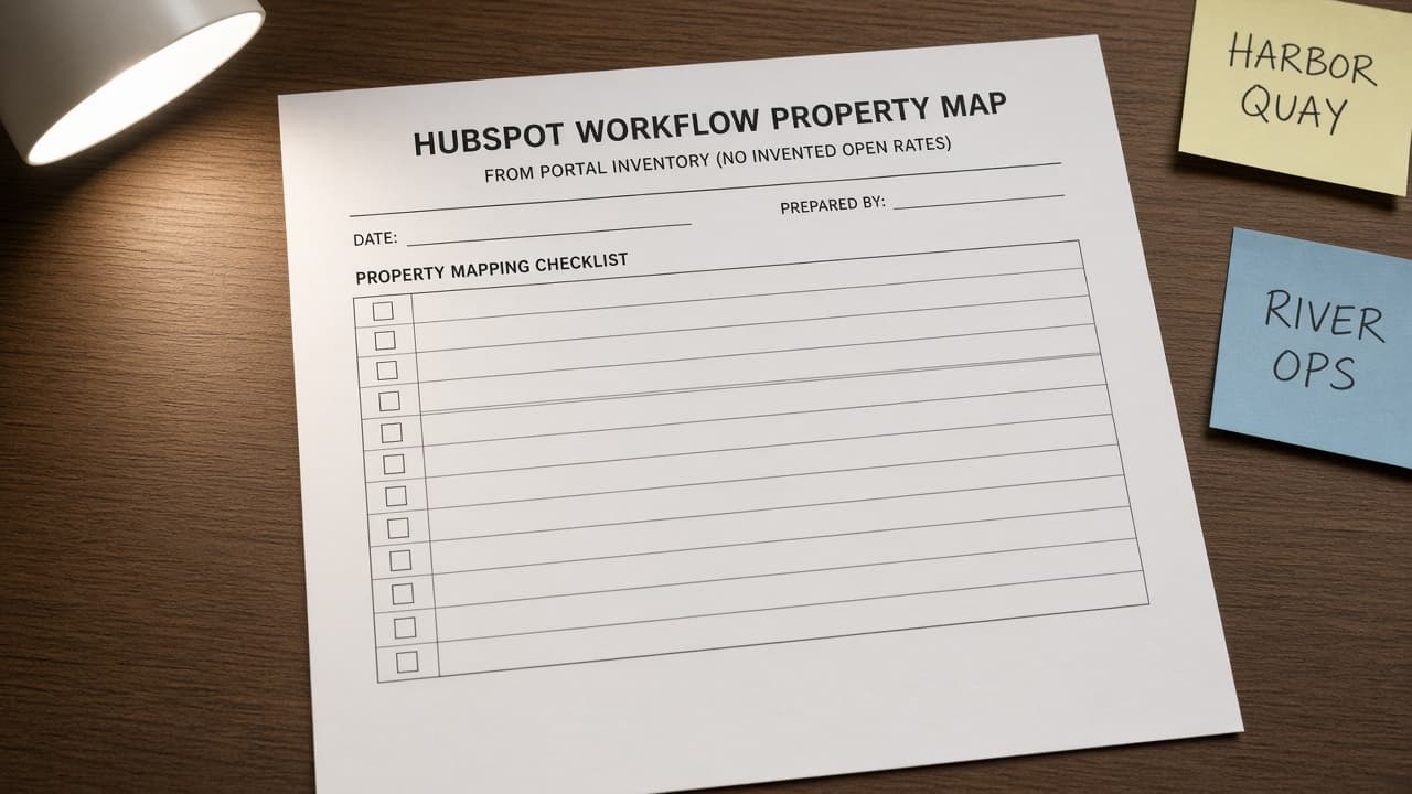 HubSpot Workflow Property Map from Portal Inventory (No Invented Open Rates)