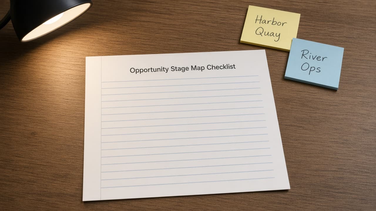 Salesforce Opportunity Stage Map from CRM Inventory (No Invented ARR Totals)