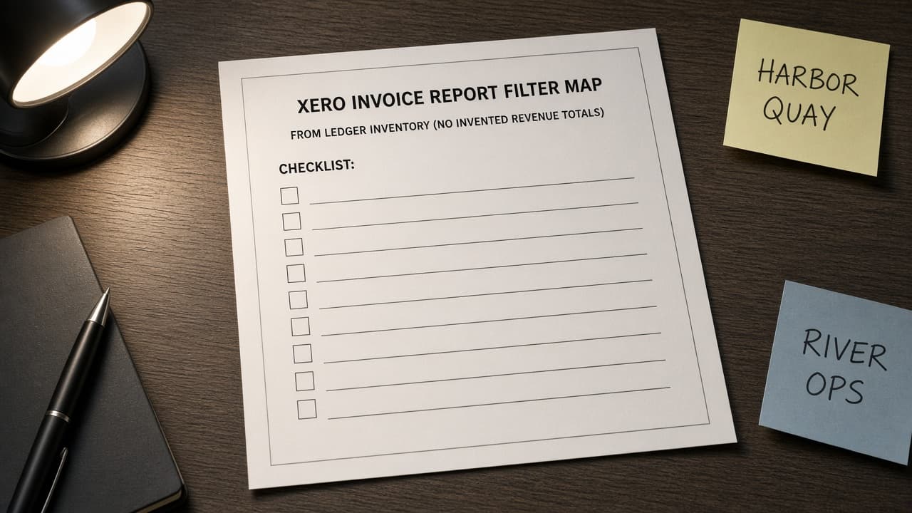 Xero Invoice Report Filter Map from Ledger Inventory (No Invented Revenue Totals)