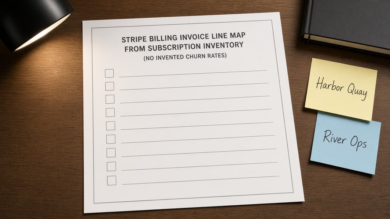 Stripe Billing Invoice Line Map from Subscription Inventory (No Invented Churn Rates)