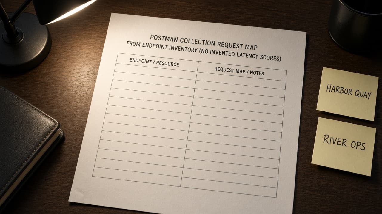 Postman Collection Request Map from Endpoint Inventory (No Invented Latency Scores)
