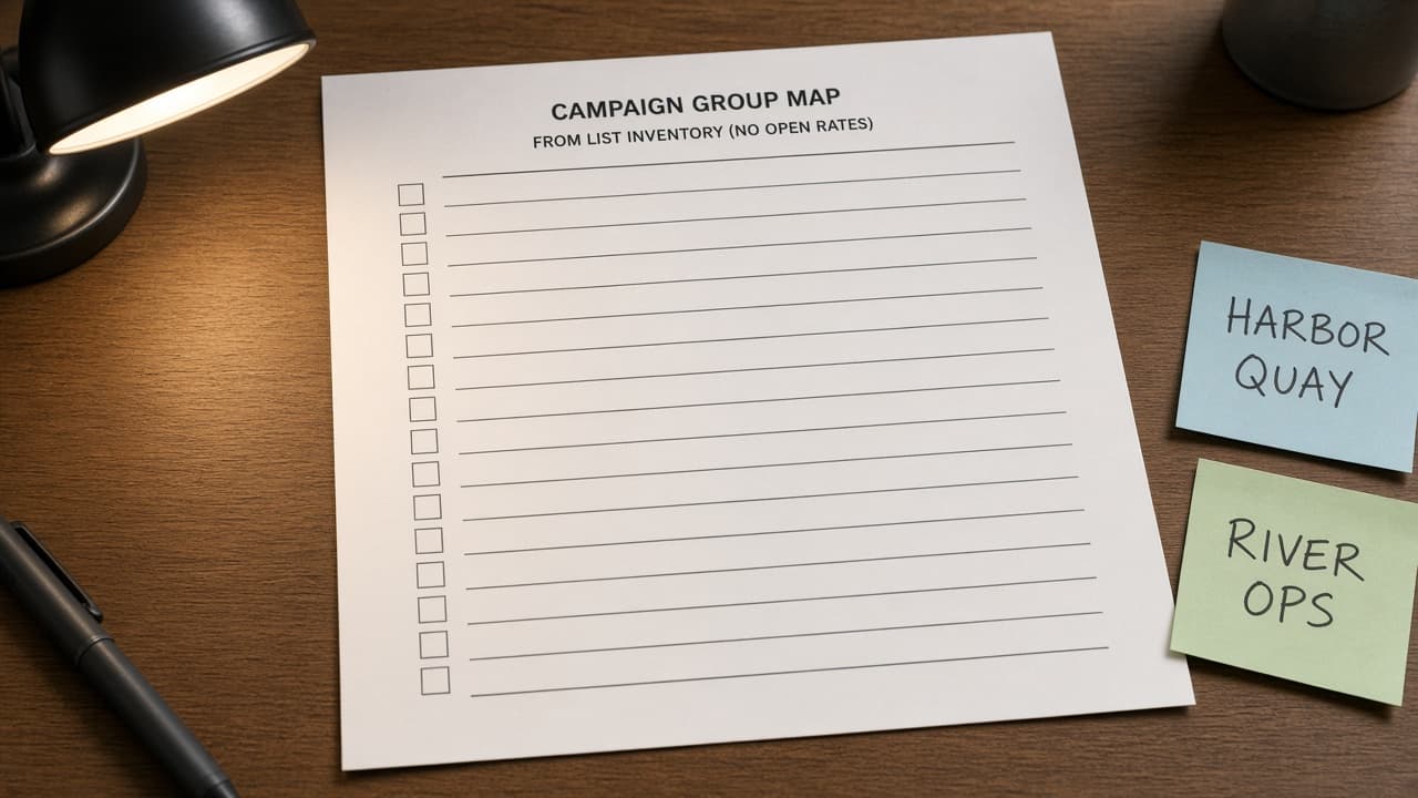 MailerLite Campaign Group Map from List Inventory (No Invented Open Rates)