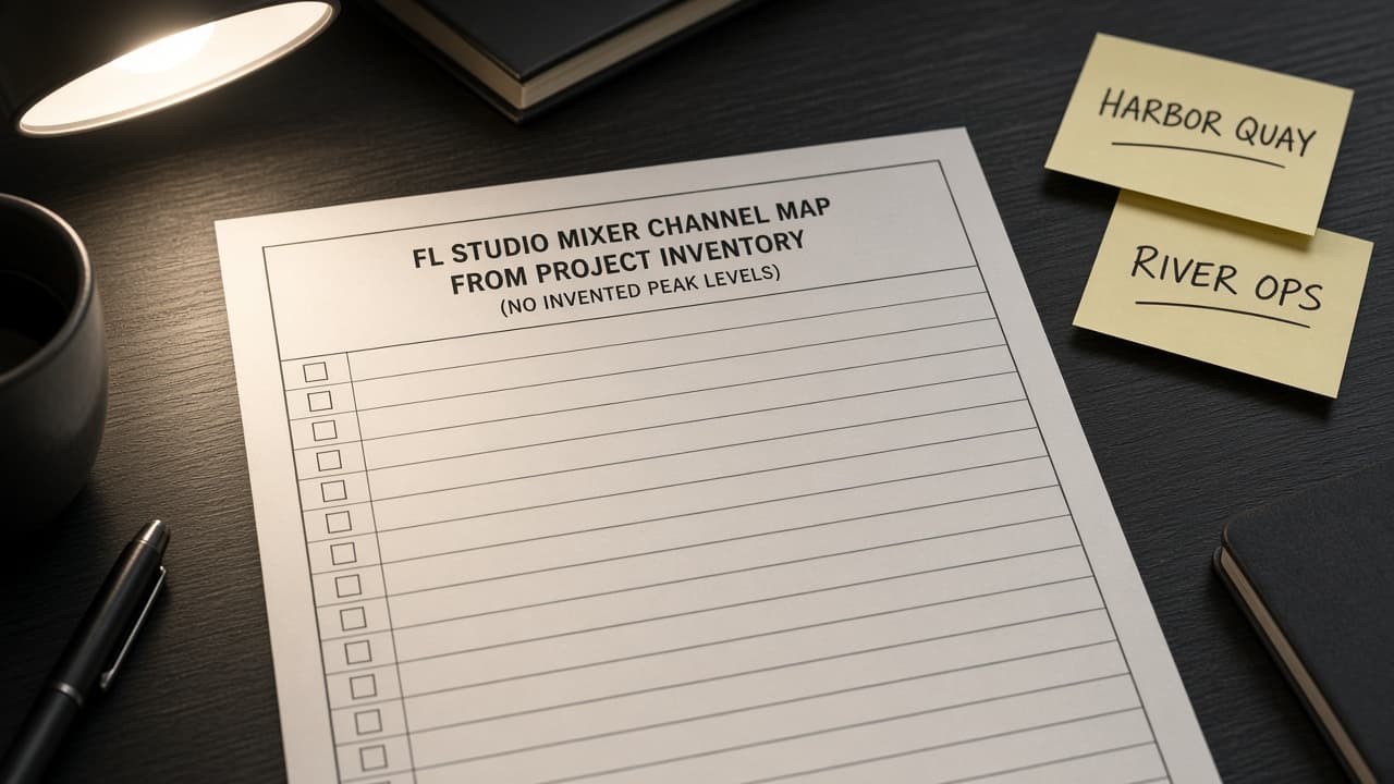 FL Studio Mixer Channel Map from Project Inventory (No Invented Peak Levels)