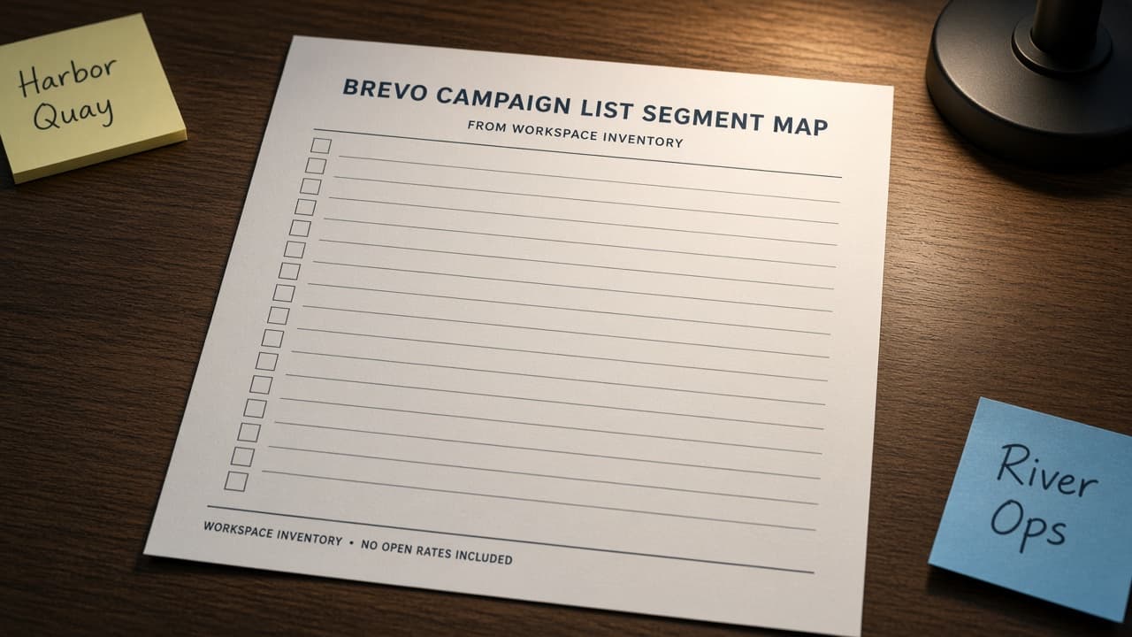 Brevo Campaign List Segment Map from Workspace Inventory (No Invented Open Rates)