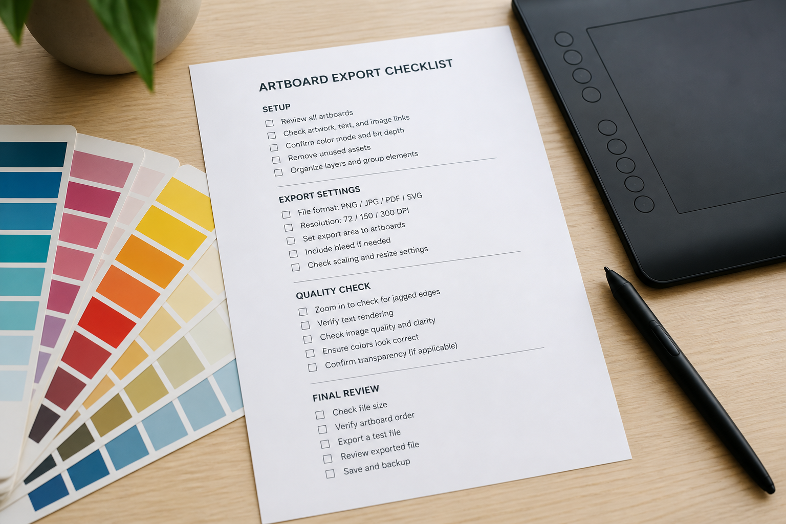 Affinity Designer Export Checklist from Artboard Inventory (No Invented Fonts/Spot Colors) - Result