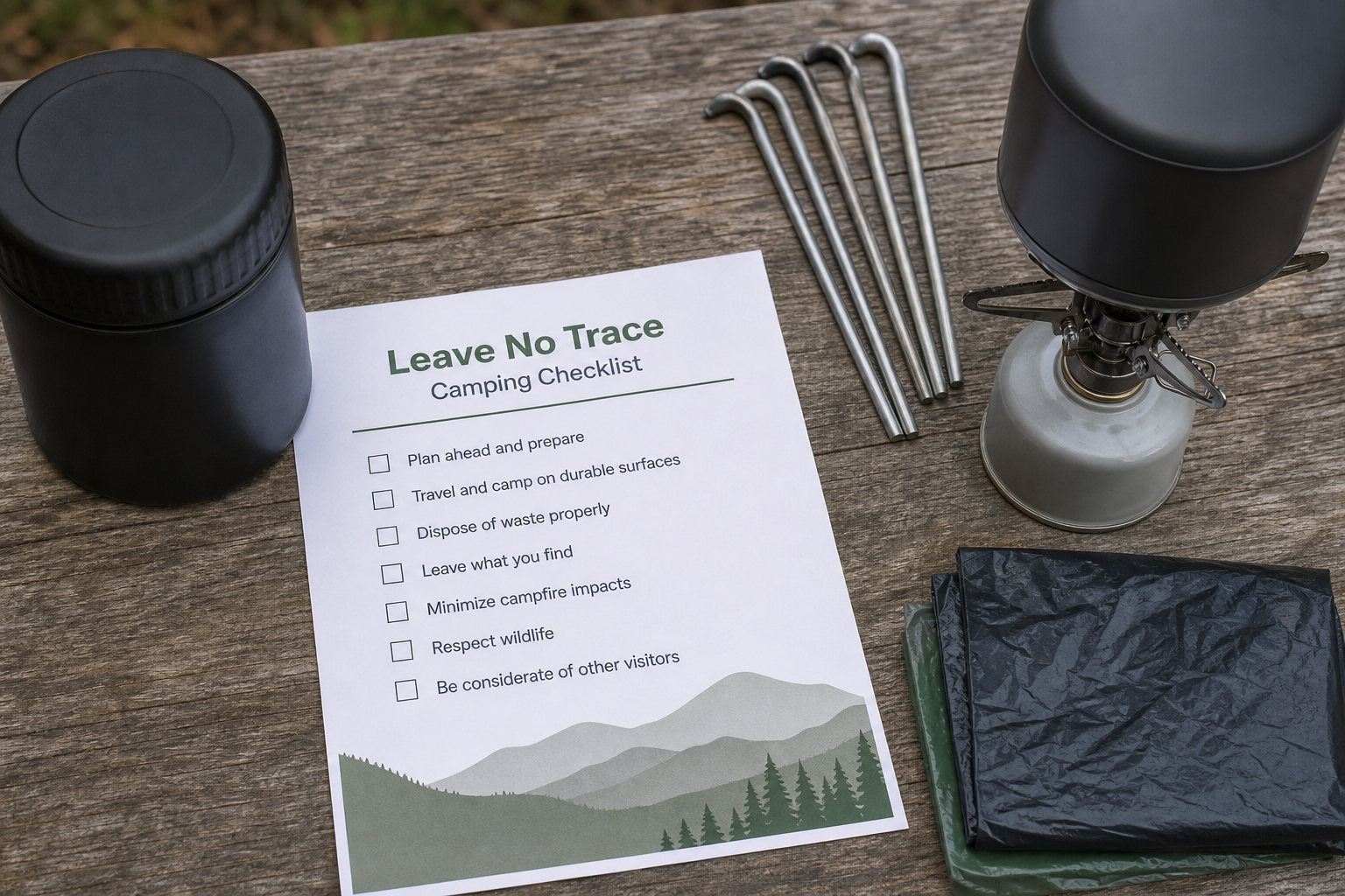 Leave No Trace Camping Checklist from Gear Inventory (Not Safety Advice) - Result