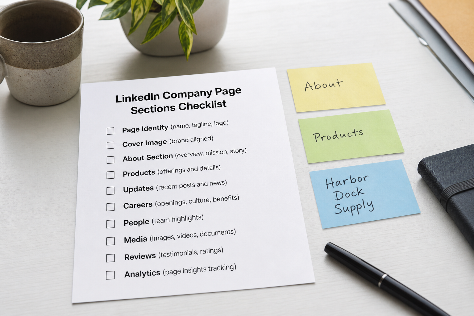 How to Use LinkedIn Company Page Sections Checklist from Brand Brief (Not Captions)