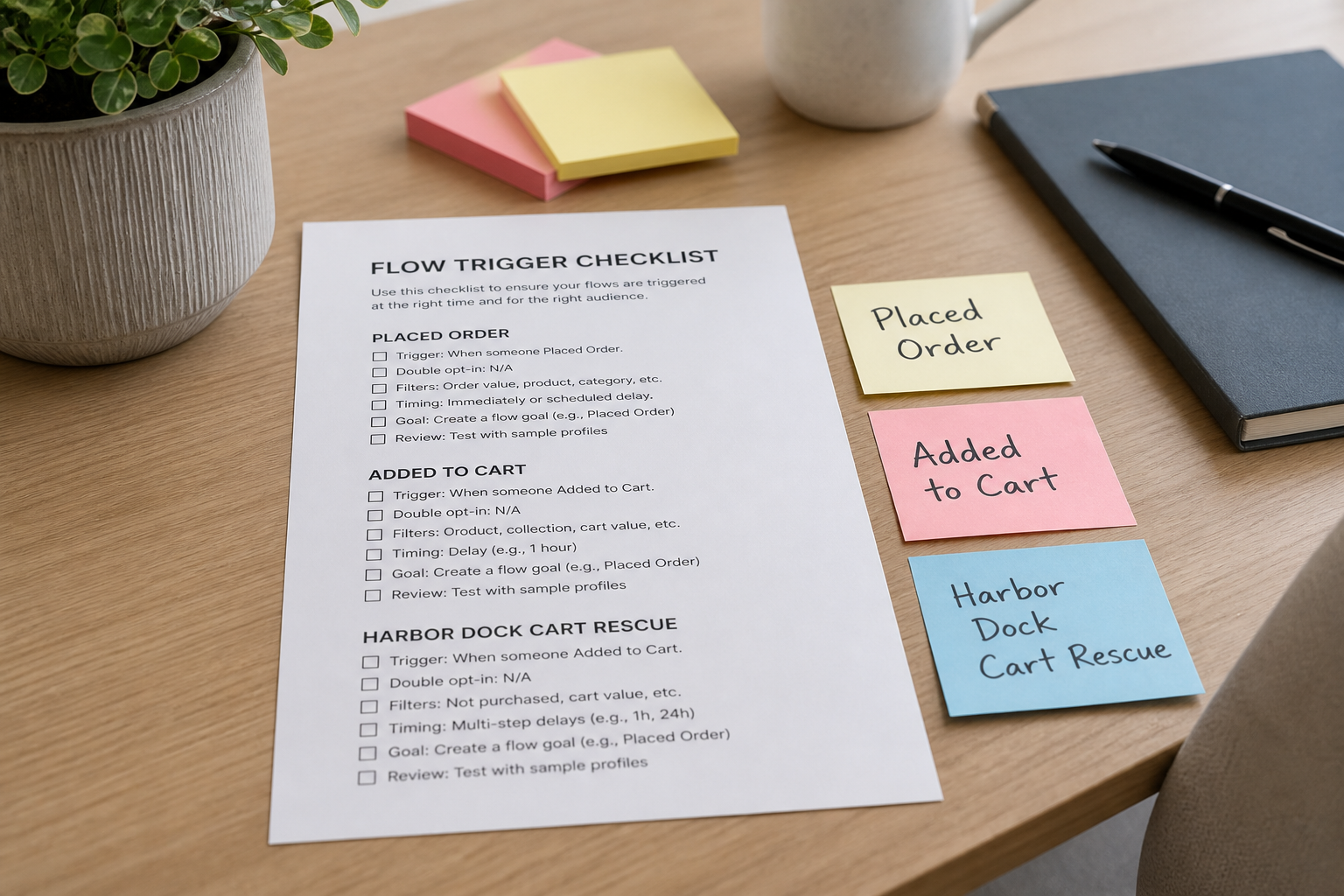Klaviyo Flow Trigger Checklist from Event Inventory (No Invented Open Rates) - Result