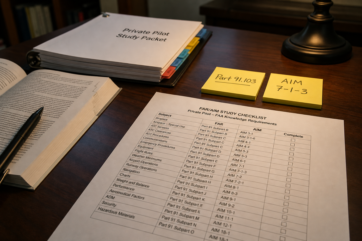 How to Use FAA FAR AIM Study Checklist from Topic Inventory (Not Pilot Advice)