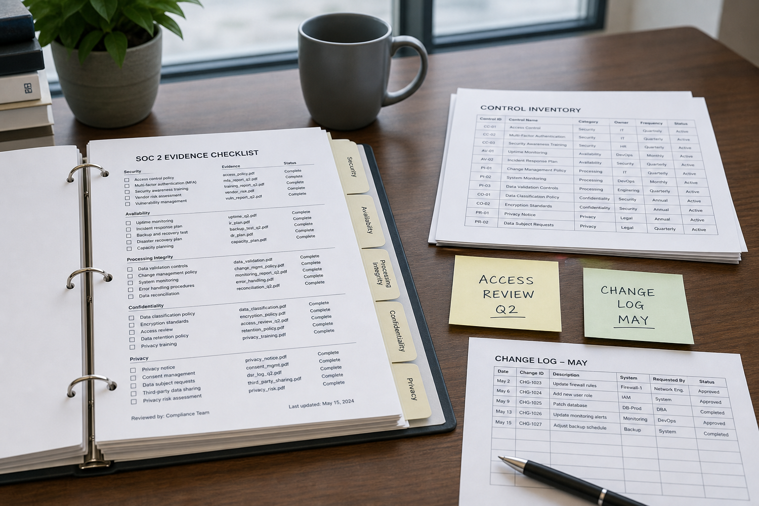 SOC 2 Evidence Checklist from Control Inventory (Not Audit Opinion) - Result