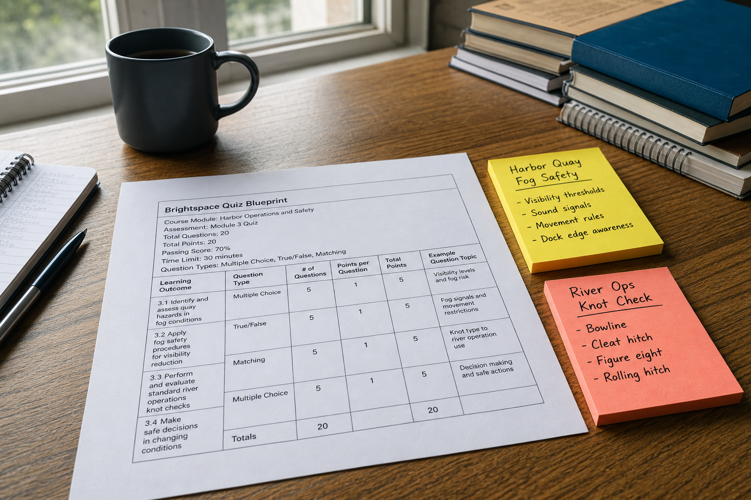 Brightspace Quiz Blueprint from Outcome Inventory (No Invented Grades) - Result