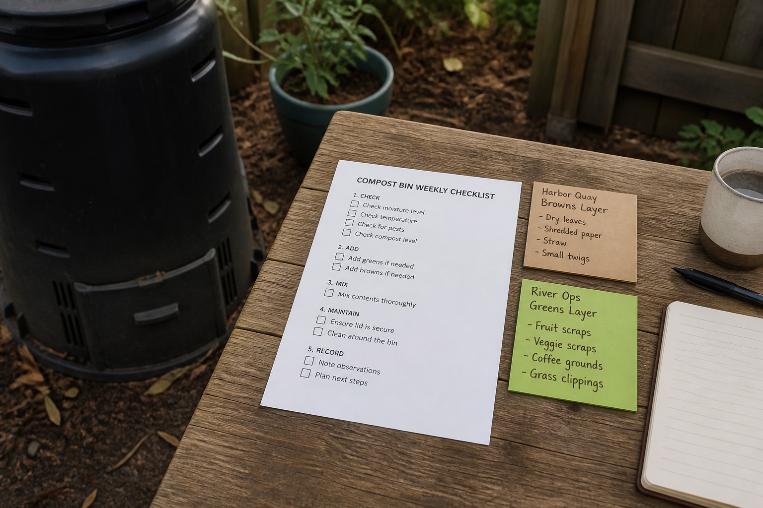 How to Use Compost Bin Weekly Checklist from Material Inventory (Not Agricultural Advice)