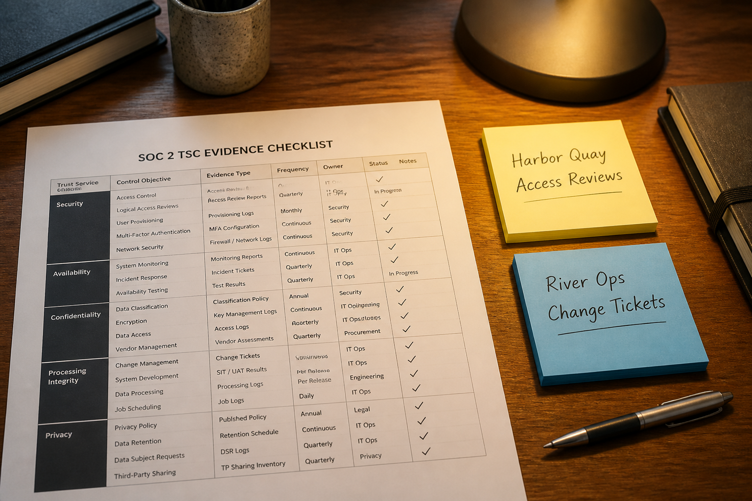 SOC 2 TSC Evidence Checklist from Control Inventory (Not Audit Advice) - Result