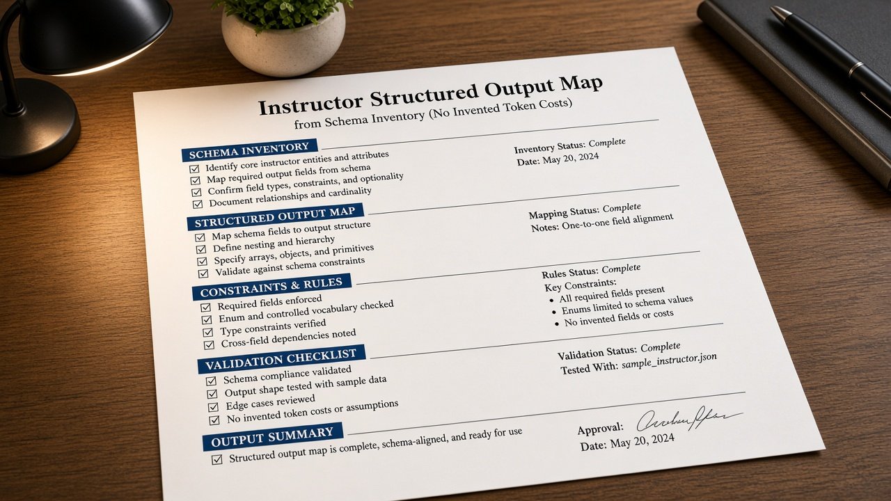 Instructor Structured Output Map from Schema Inventory (No Invented Token Costs) - Result